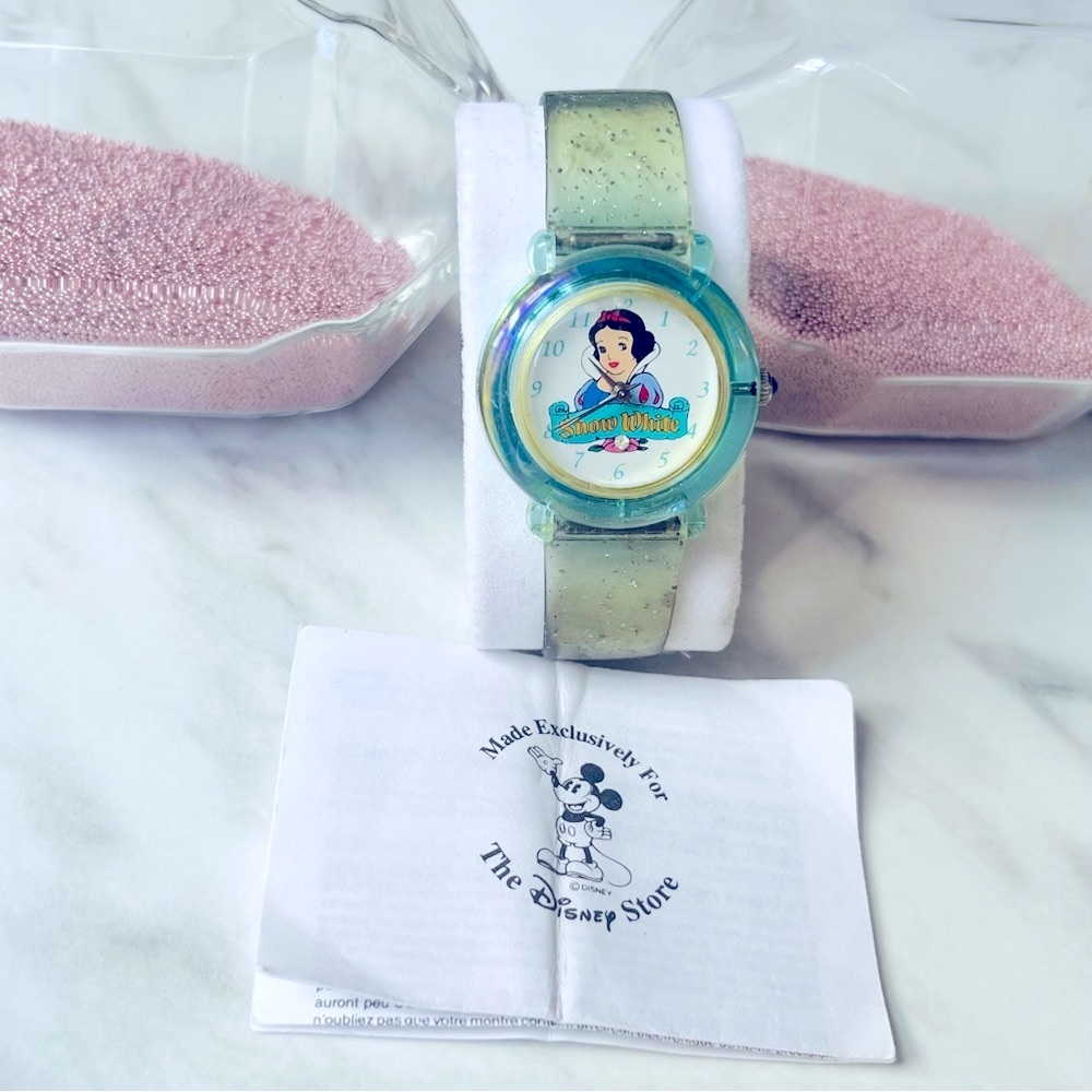 Rare Vintage Disney Snow White And The Seven Dwarfs Analog Watch Blue Sparkle